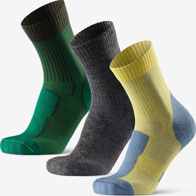 DANISH ENDURANCE Chaussettes 'Merino Hiking Light' en bleu / jaune / gris / vert, Vue avec produit