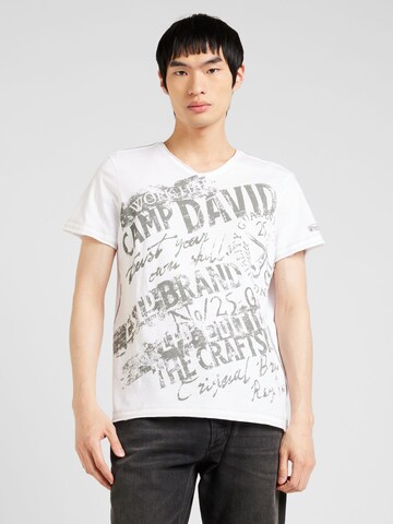 T-Shirt CAMP DAVID en blanc : devant