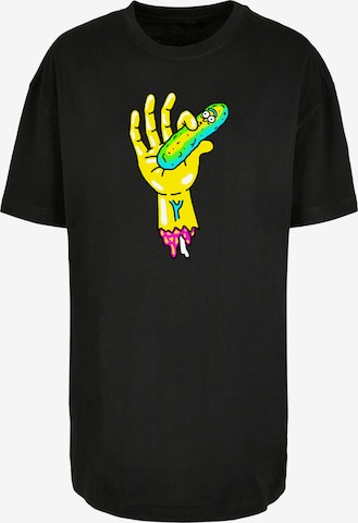 F4NT4STIC Shirt 'Rick und Morty Pickle Hand' in Zwart: voorkant