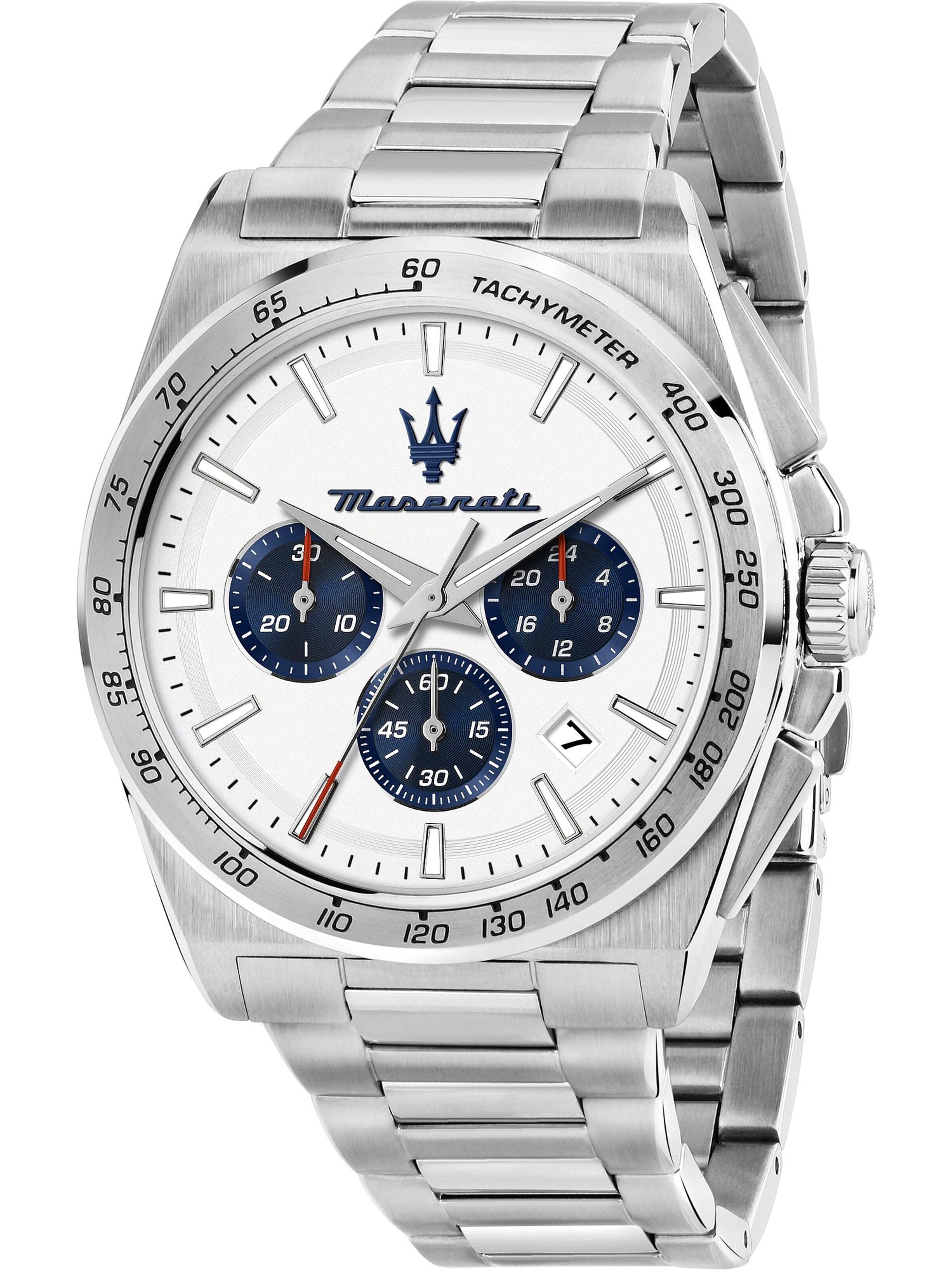 Maserati Uhr in Silber: Vorderseite