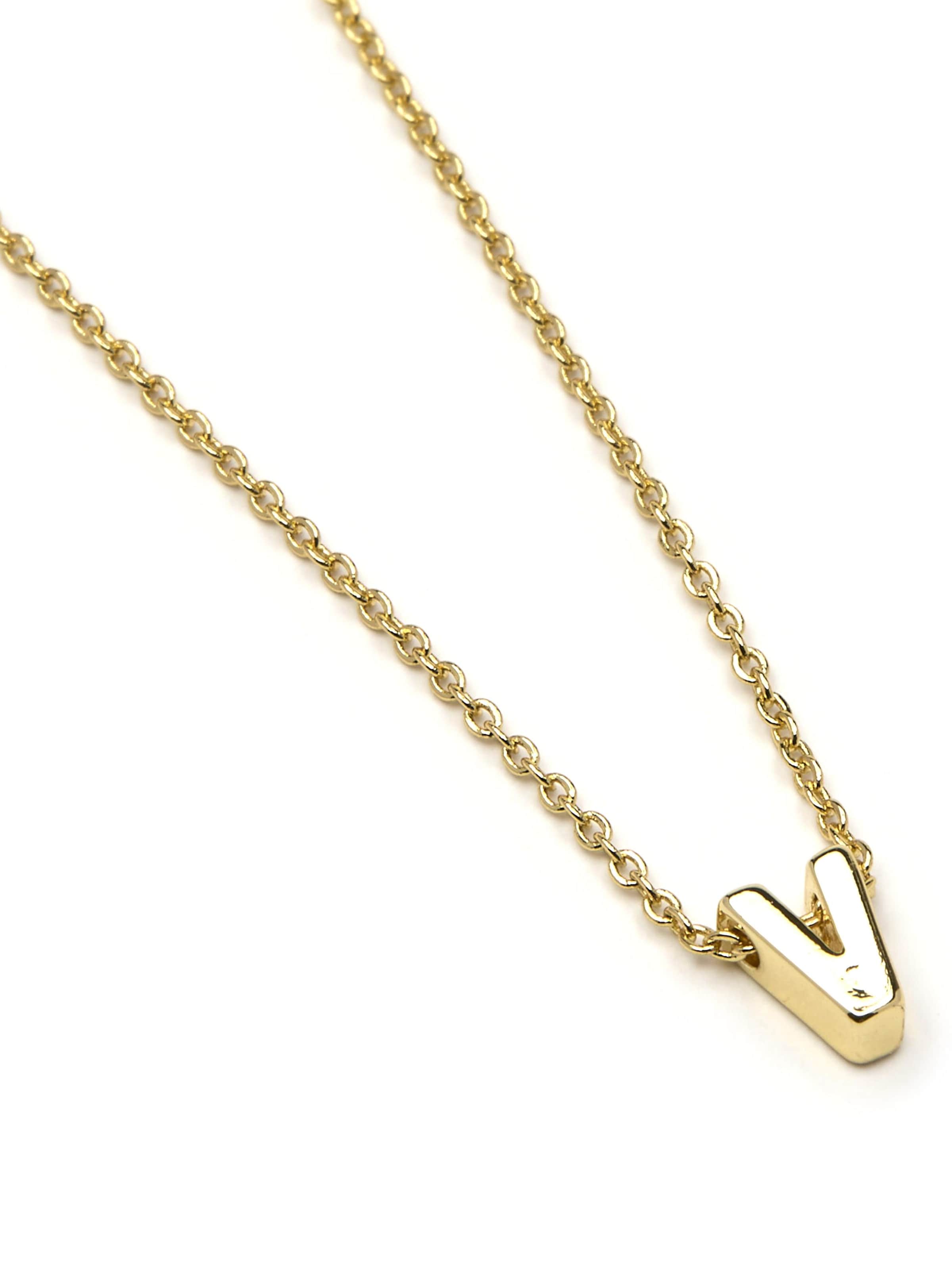 Luxenter Necklace 'Alphabet  V' in Yellow