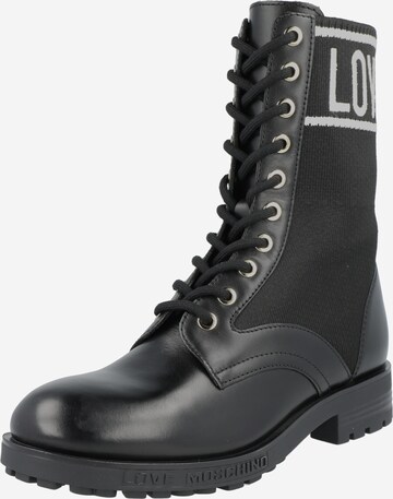 Bottines à lacets Love Moschino en noir : devant