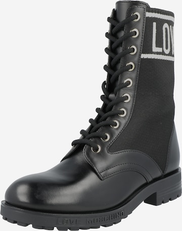 Love Moschino Lace-up bootie in Black: front