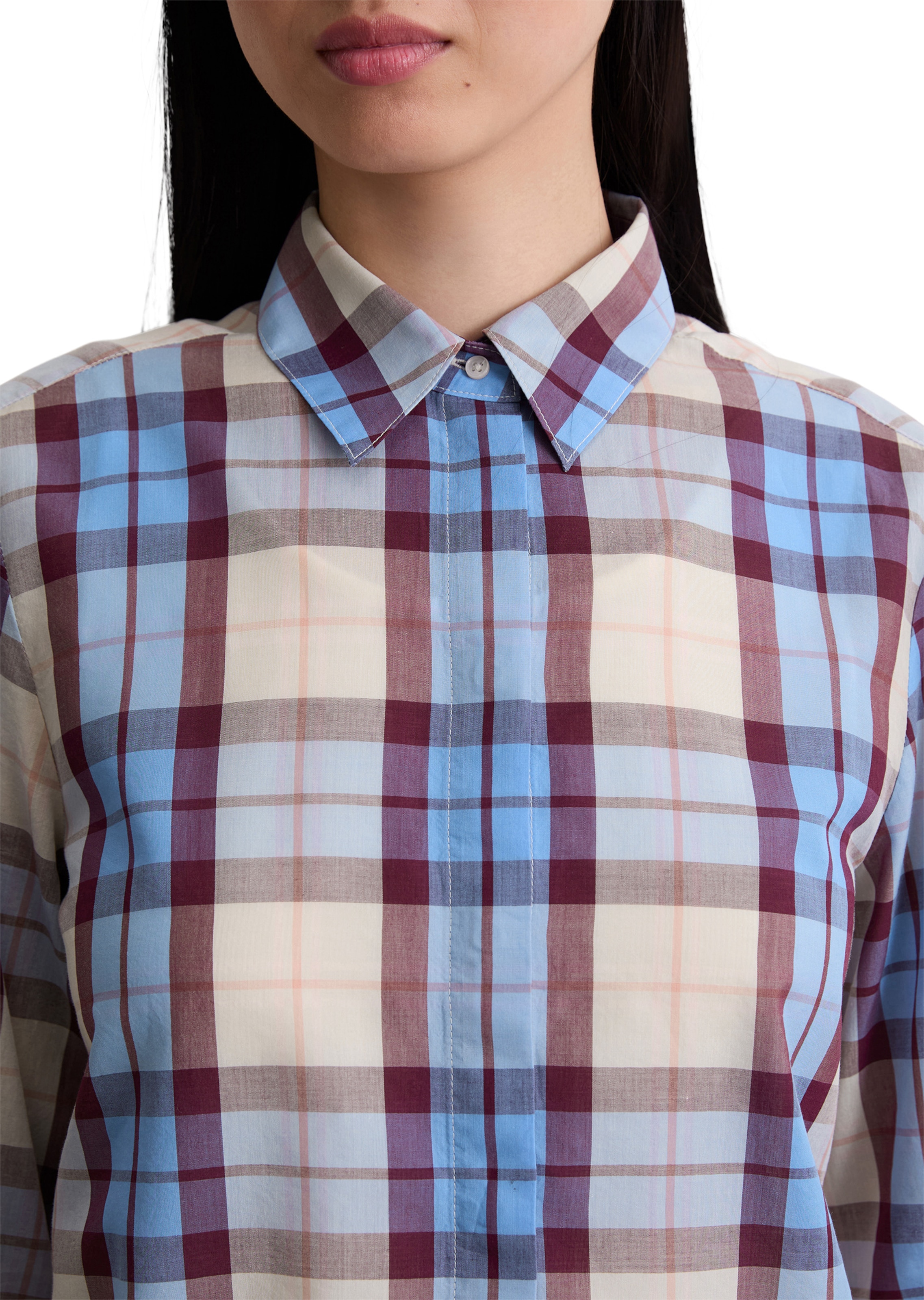 Marc O'Polo Blouse ' aus Organic-Cotton-Lyocell-Mix ' in Blauw