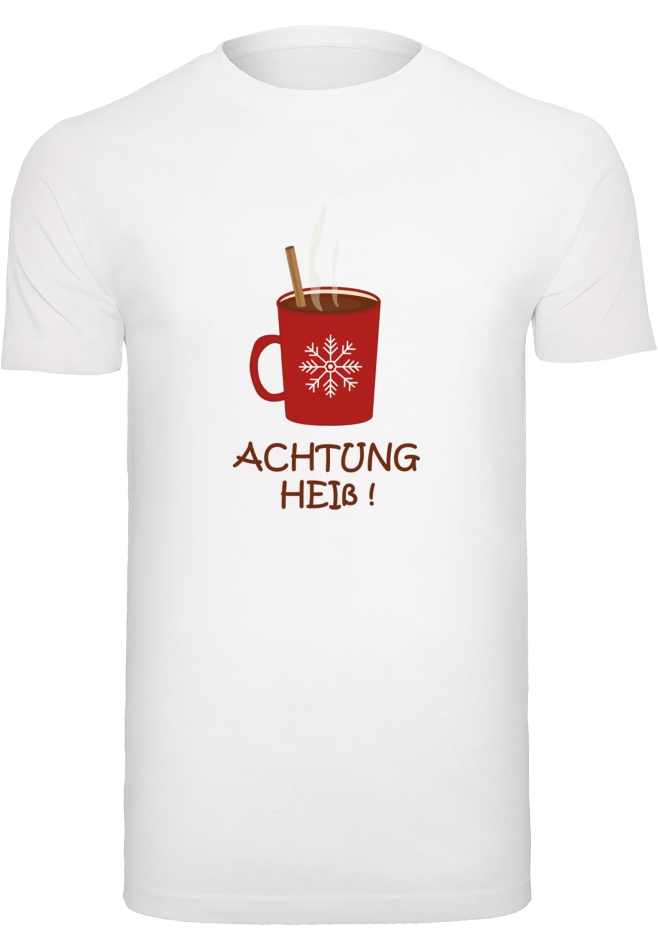 Merchcode Shirt 'Achtung Heiss' in Wit: voorkant