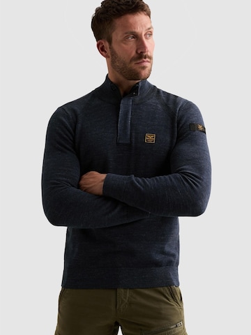 PME Legend Pullover 'Pullover with half-zip and raglan sleeves' i blå: forside