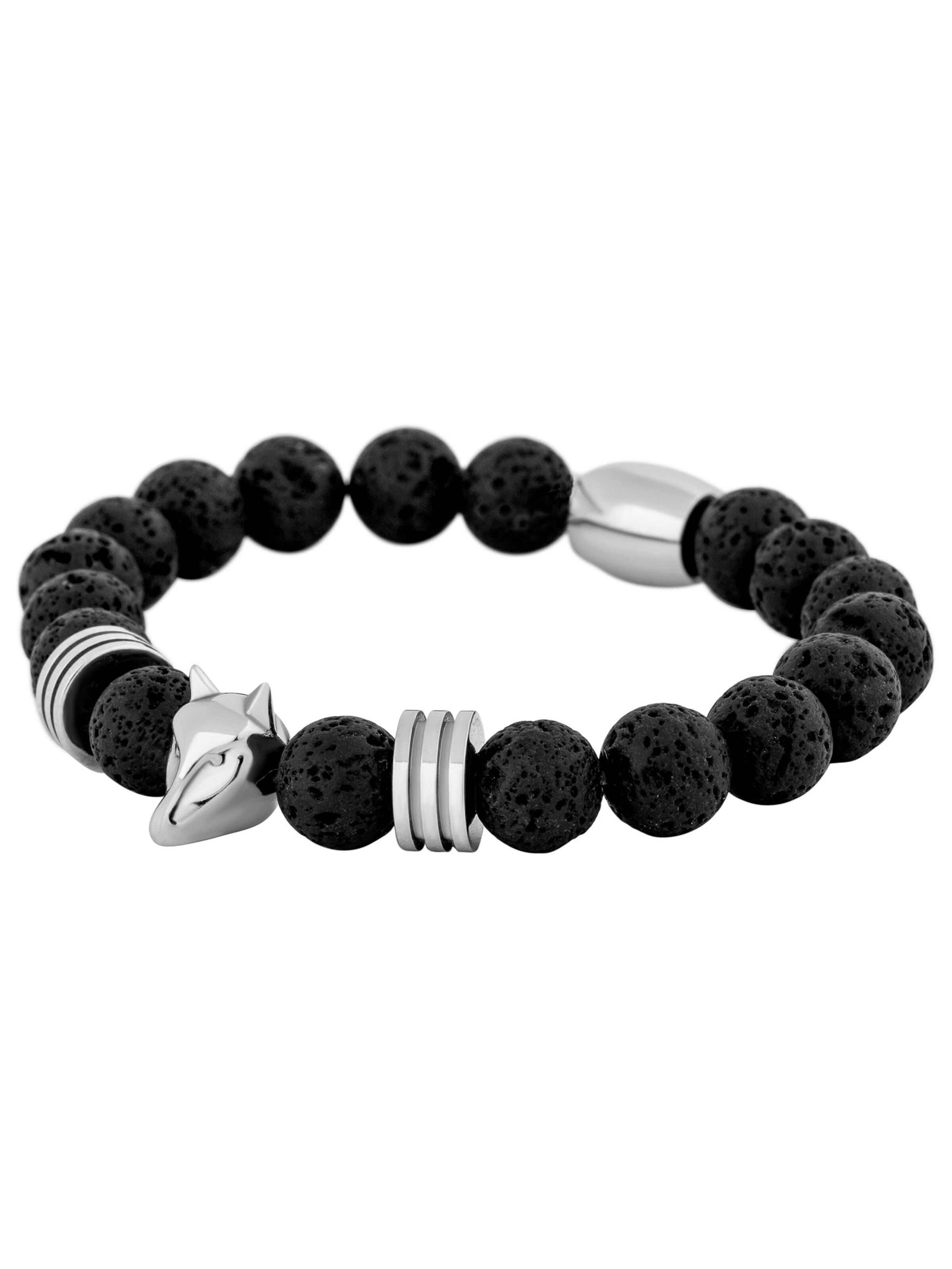 Akitsune Bracelet 'Obsidius' in Silver: front