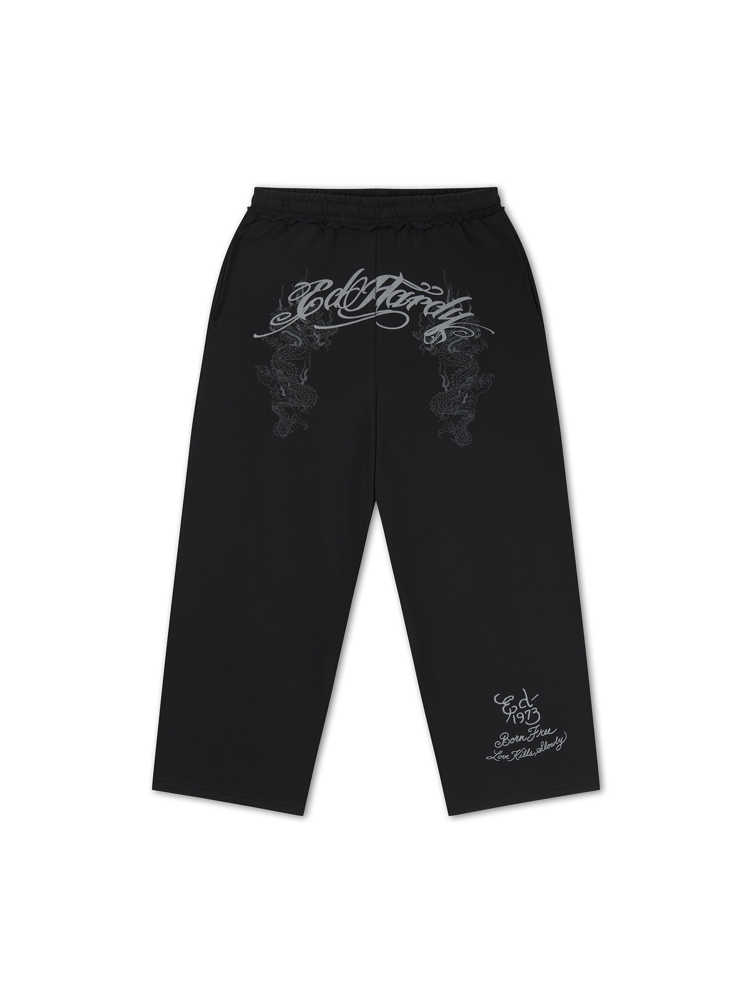 Ed Hardy - Pierna ancha Pantalón en negro: frente