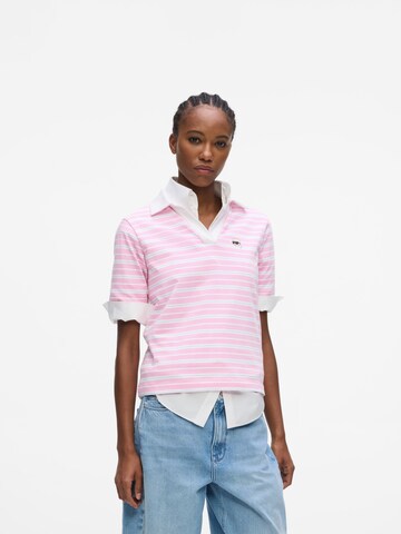 Karl Lagerfeld Shirt 'Ikon Stripe' in Pink: front