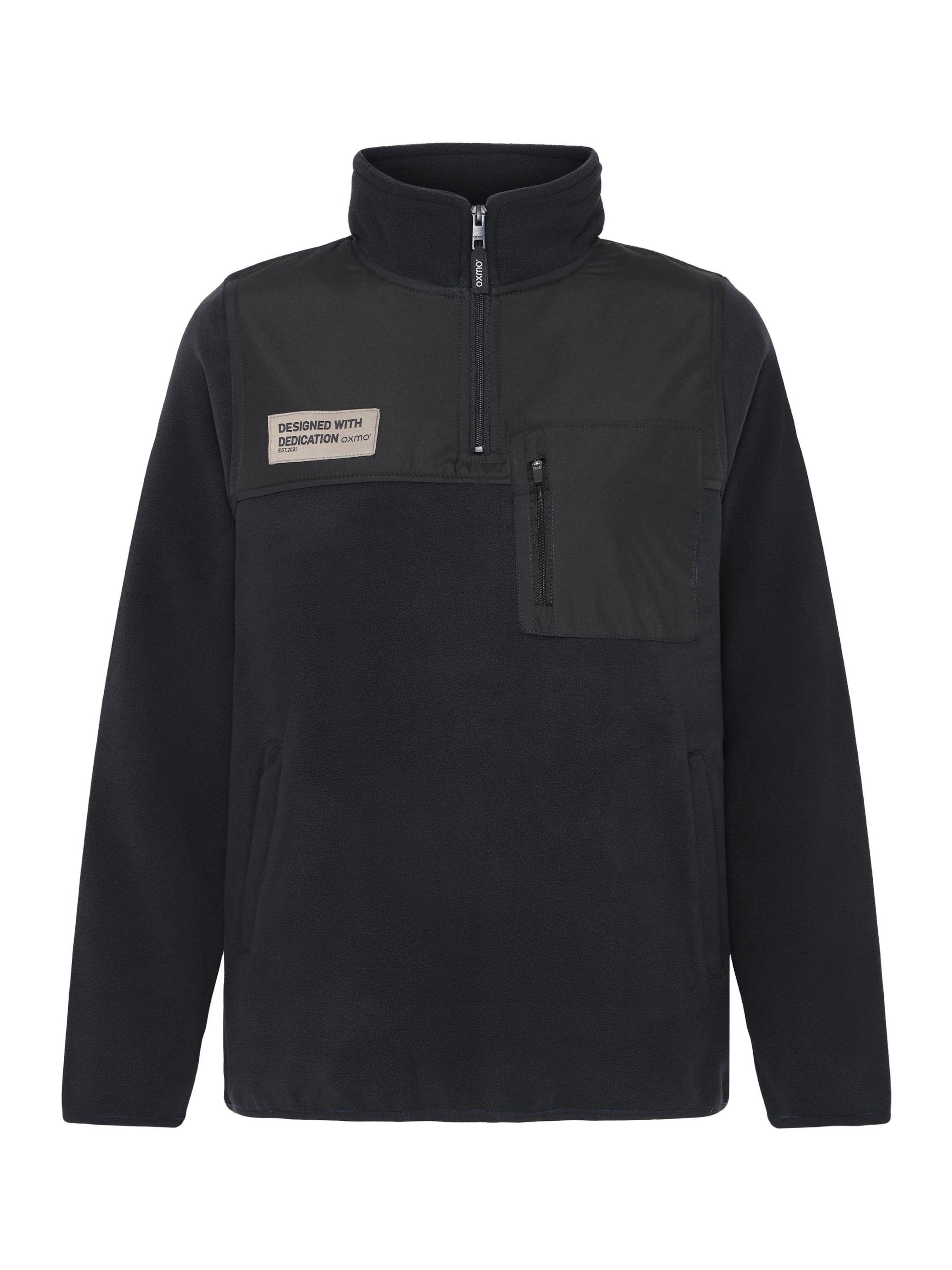Oxmo Troyer ' OXNETE HALFZIP ' in Schwarz: Vorderseite