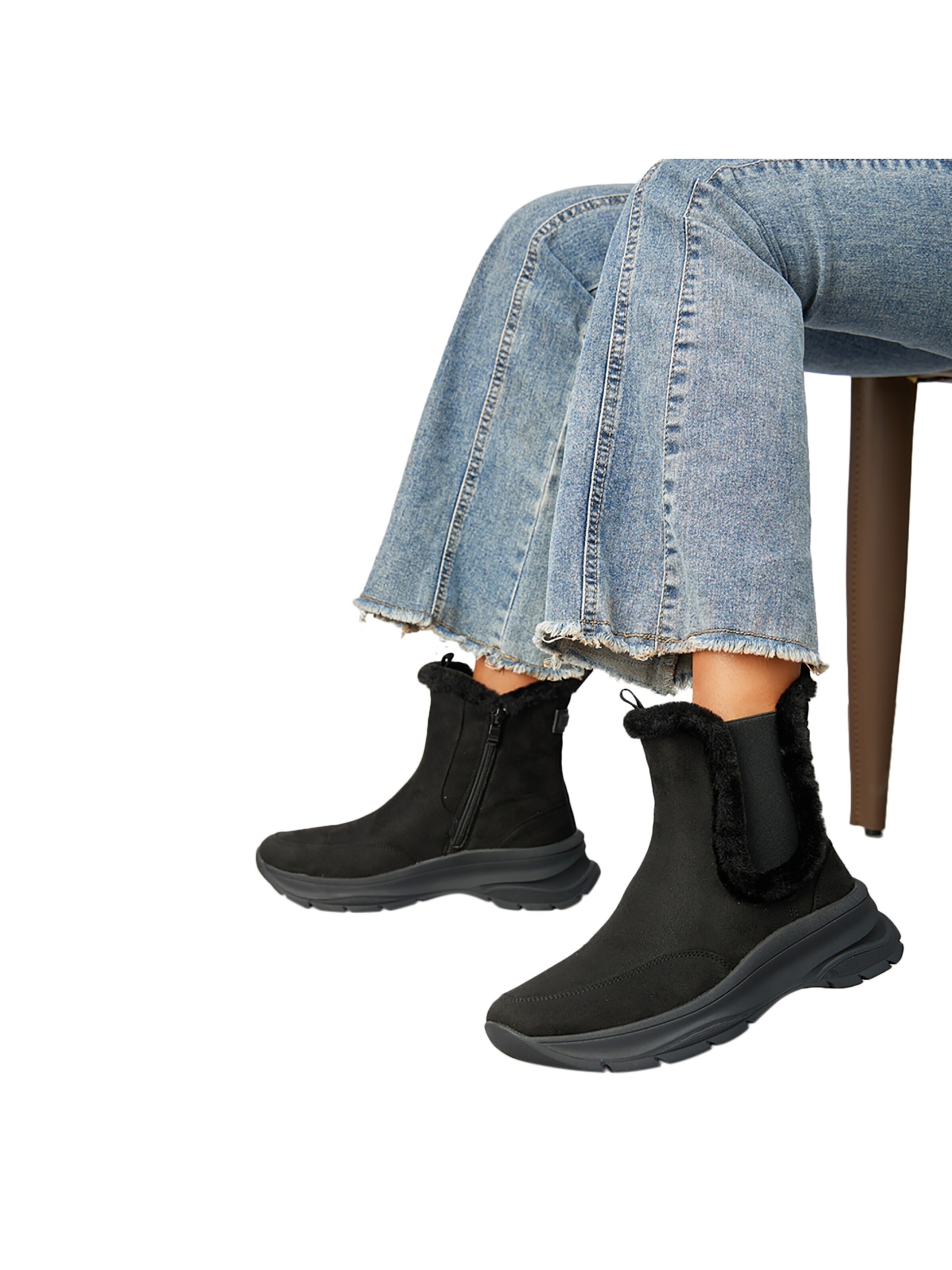 Super Mode Sneakersy wysokie 'Hohe Sneaker mit Reißverschluss' w kolorze czarny