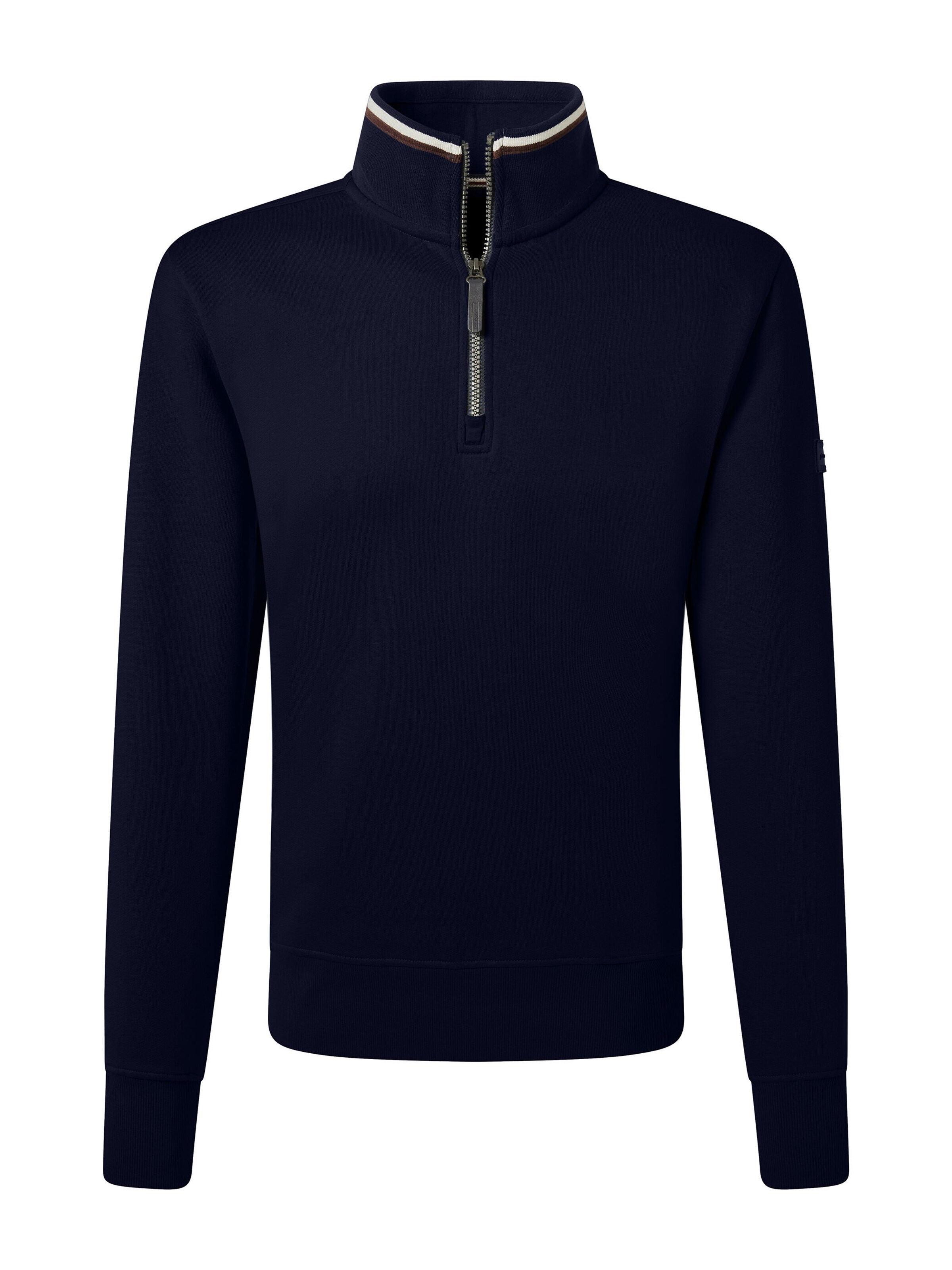 PIERRE CARDIN Pullover, hochgeschlossener Kragen, Regular Fit in Blau: Vorderseite