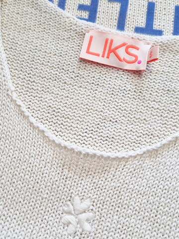 Top in maglia 'Stricktop aus Baumwolle Leinen mit farbigem Flockprint - AuriC' di LIKS. Munich in bianco
