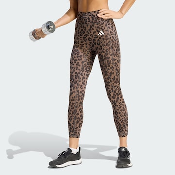 ADIDAS PERFORMANCE Skinny Sportbroek 'Optime Essentials' in Bruin: voorkant
