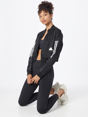 ADIDAS SPORTSWEAR Athletic Zip-Up Hoodie in Black