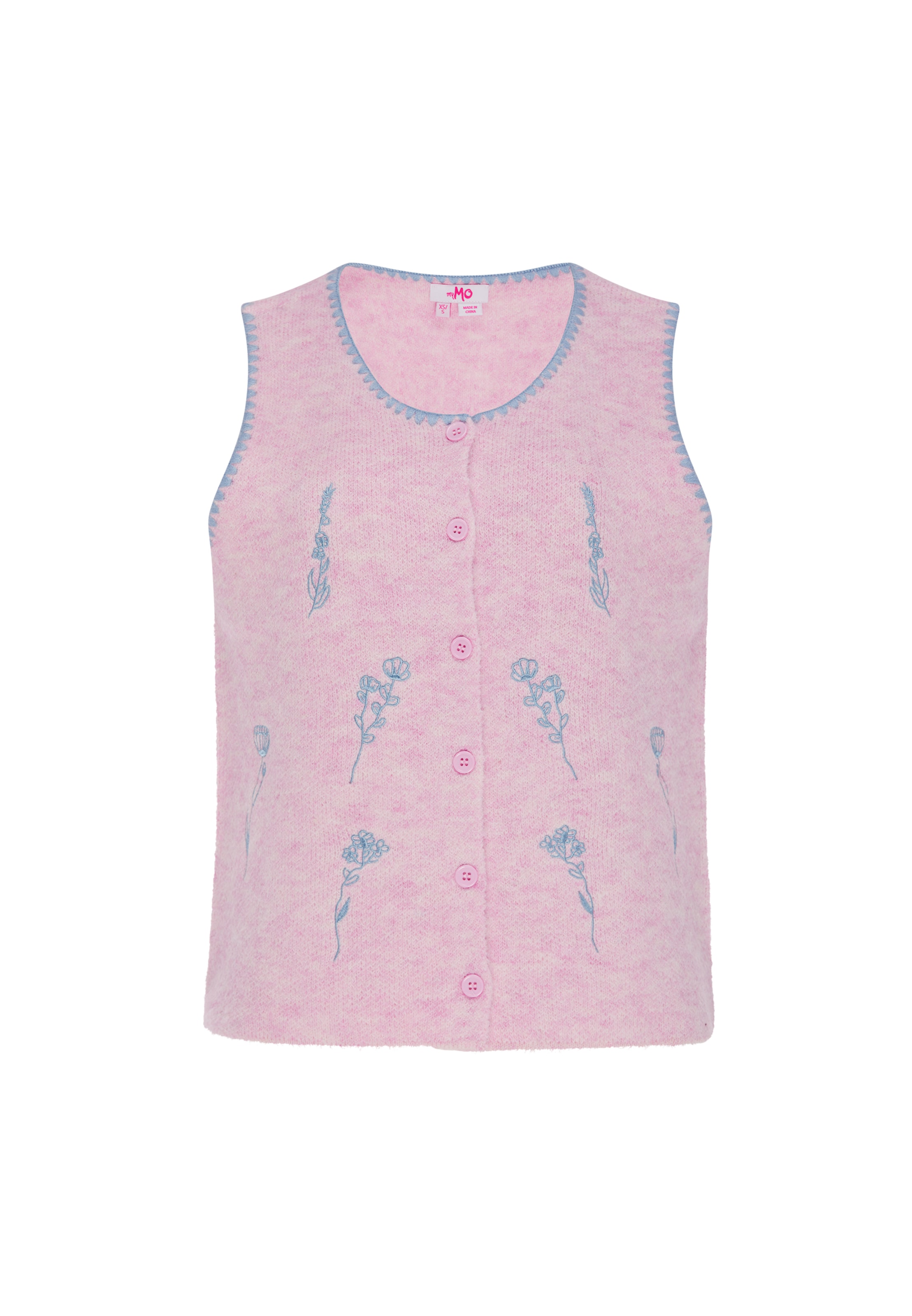 MYMO Gebreide bodywarmer in Roze: voorkant