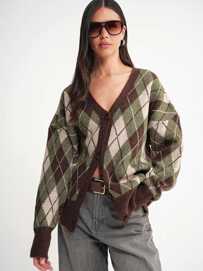 MixRay Knit Cardigan 'Strickjacken' in S-L in Khaki, Item view
