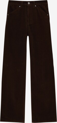 Pull&Bear Wide leg Trousers in Brown: front