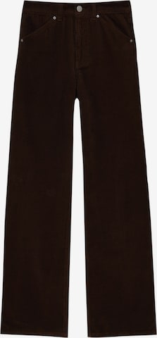 Pull&Bear Wide leg Trousers in Brown: front