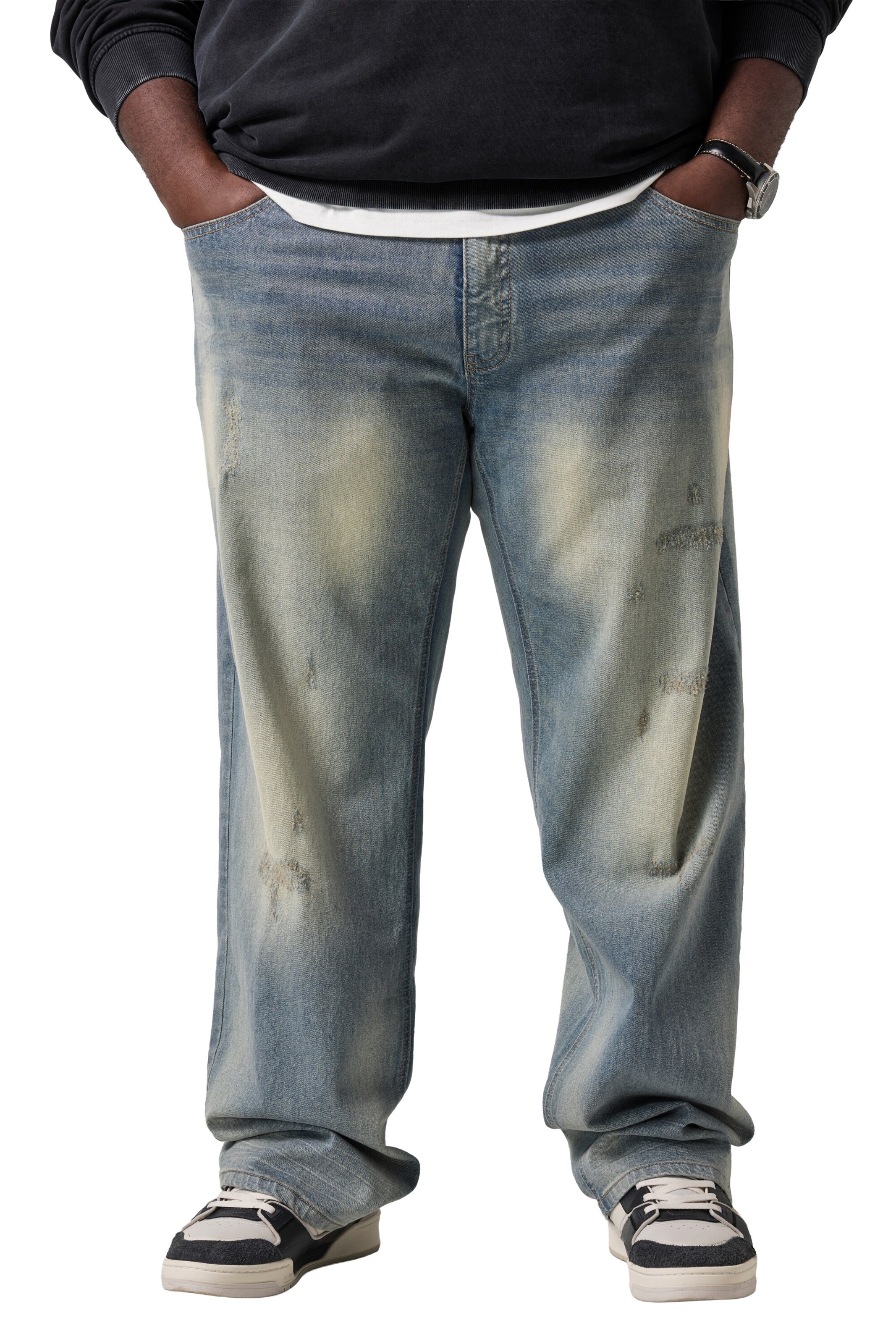 STHUGE Baggy Jeans in Blauw: voorkant