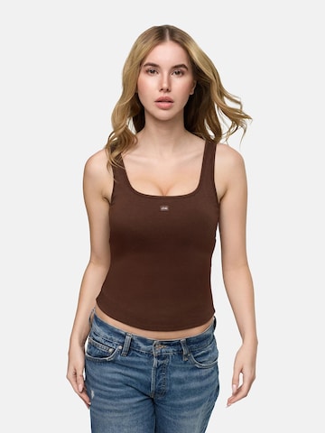 cfab (formerly creamy fabrics) Top 'Cotton Tank with Built-In Wireless Bra' in Brown: front