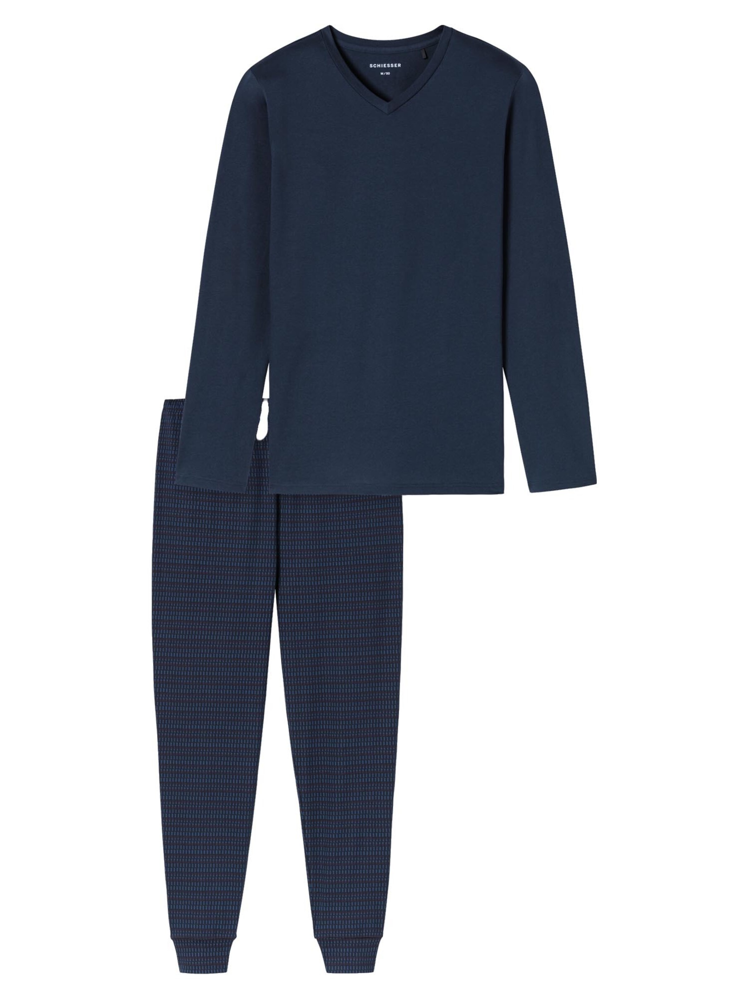 SCHIESSER Pyjama lang 'Casual Essentials'‌ in Blau: Vorderseite