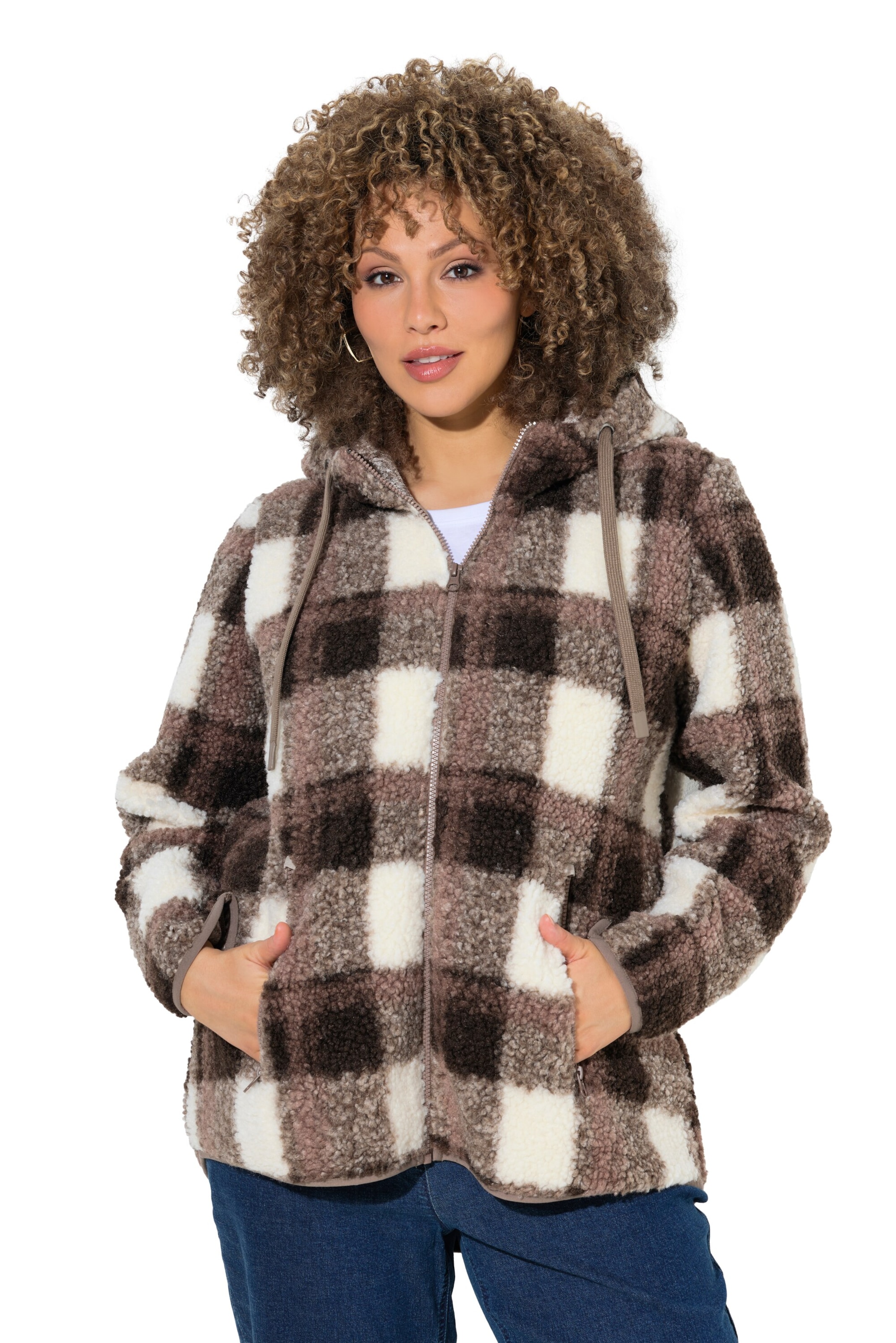 Ulla Popken Sweatjacke in Braun: Vorderseite