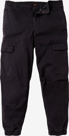 BOSS Tapered Cargo Pants in Black: front
