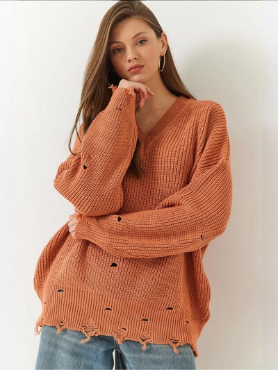 Bianco Lucci Pullover in S-L in rostrot, Produktansicht