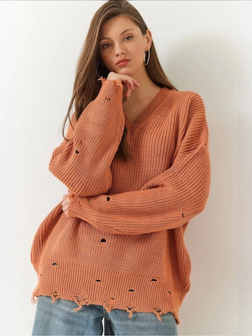 Bianco Lucci Oversized trui in Bruin