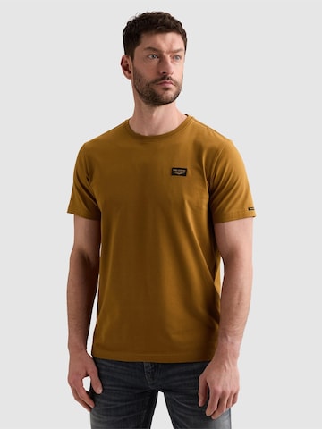 PME Legend Shirt 'American Classic T-shirt in cotton with stretch' in Bruin: voorkant