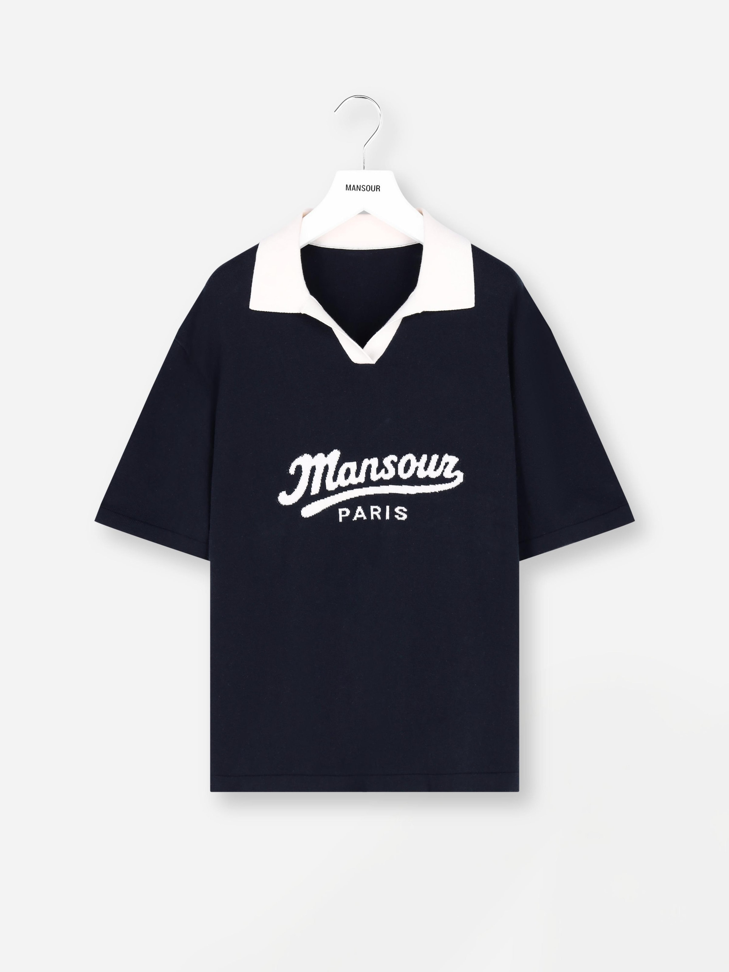 Mansour Shirt 'Jacquard Knitted Polo' in Blauw: voorkant