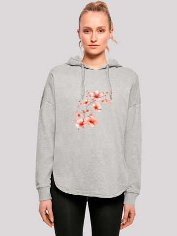Sweat-shirt 'Rosa Blumenzweig 3D' F4NT4STIC en gris : devant