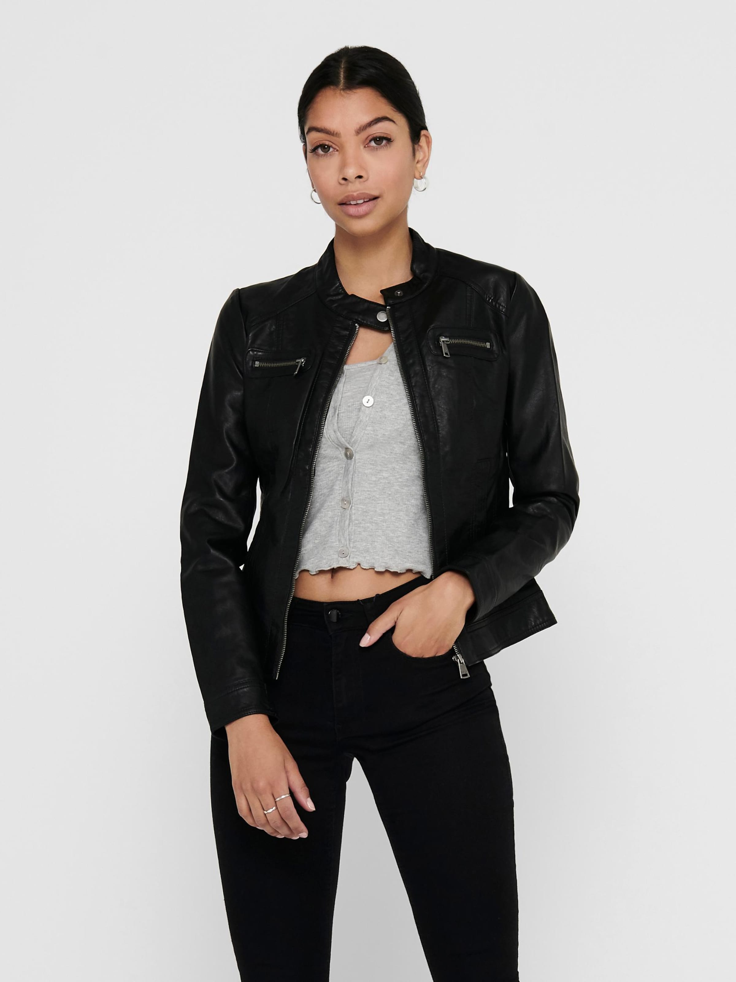 Black pleather jacket outlet womens