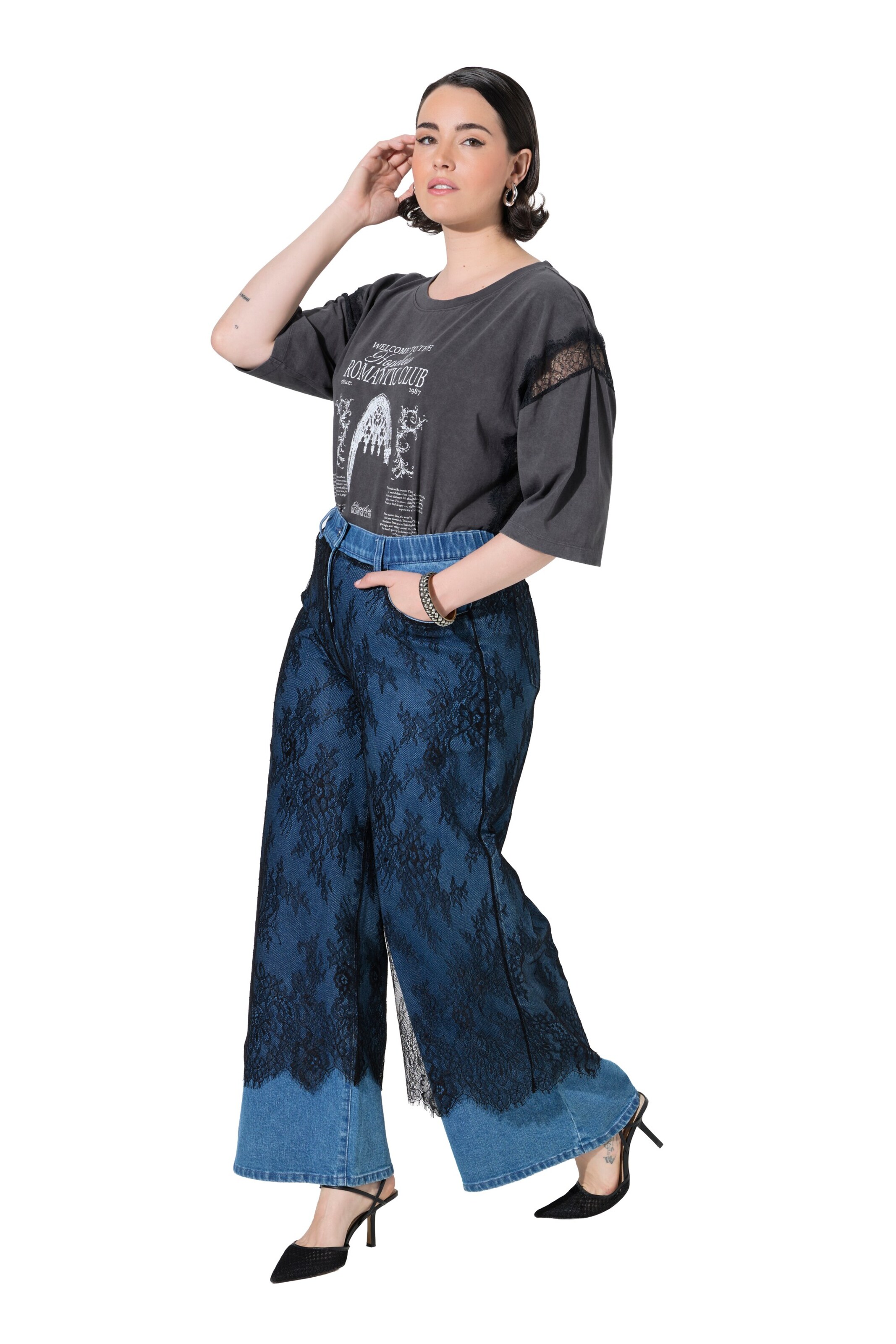 Ulla Popken Wide leg Jeans in Blauw
