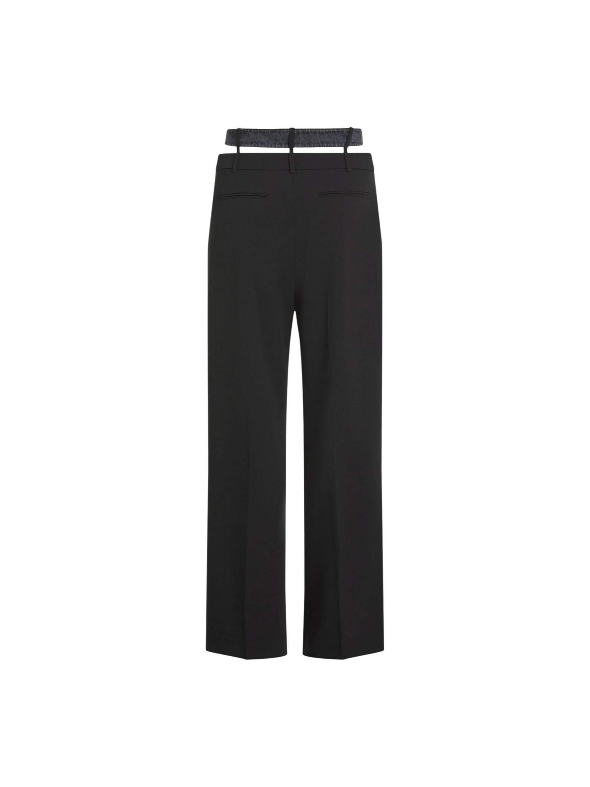 KARL LAGERFELD JEANS Wide leg Byxa 'KLJ Mixed Material Pant B1W10085' i svart