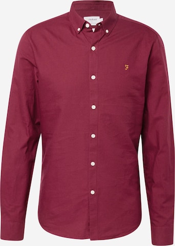 FARAH Slim fit Overhemd 'BREWER' in Rood: voorkant