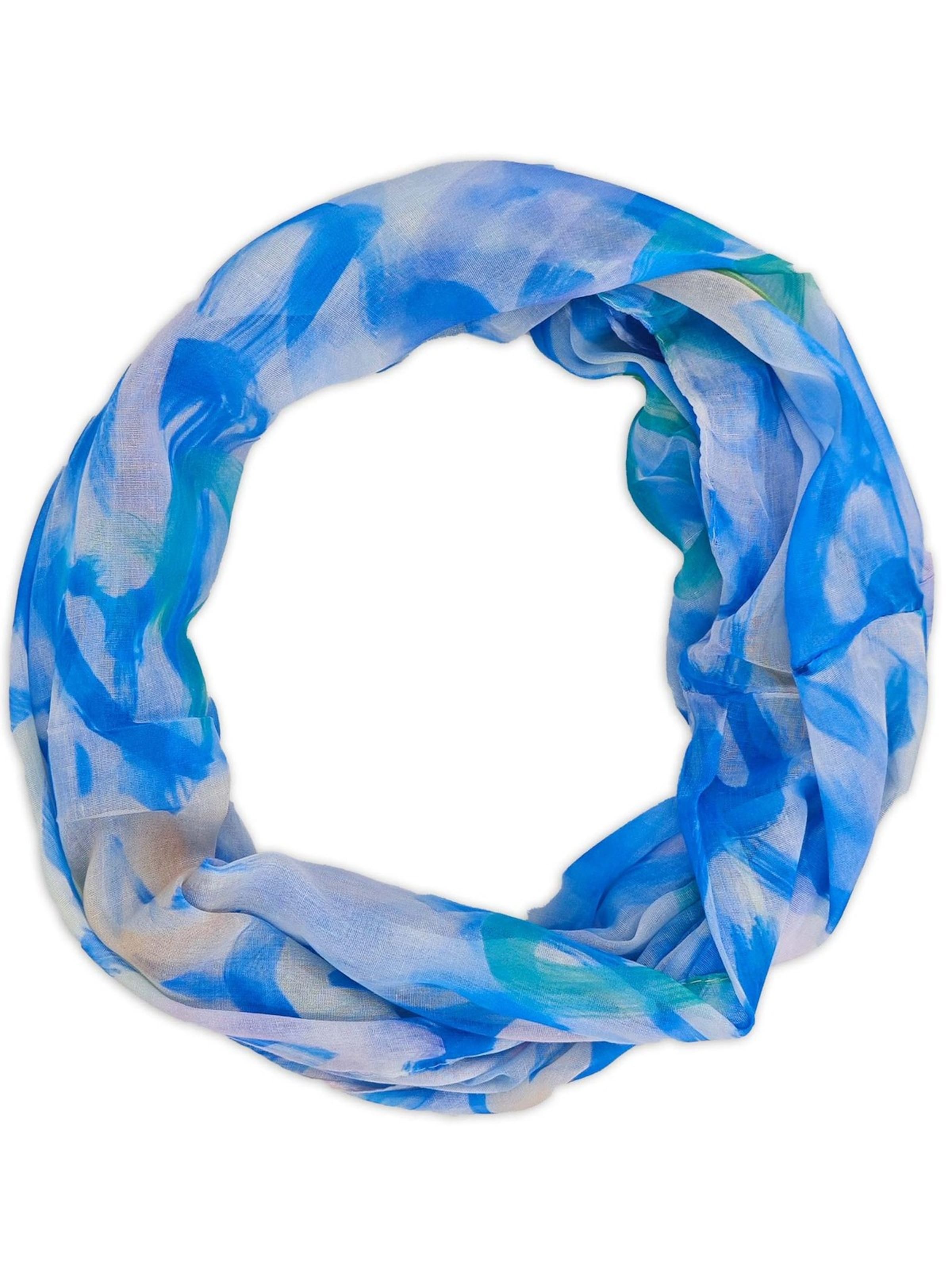 styleBREAKER Schlauchschal 'Loop mit Brushstroke Herz Muster'‌‌‌‌‌‌‌‌‌‌ in Blau: Vorderseite