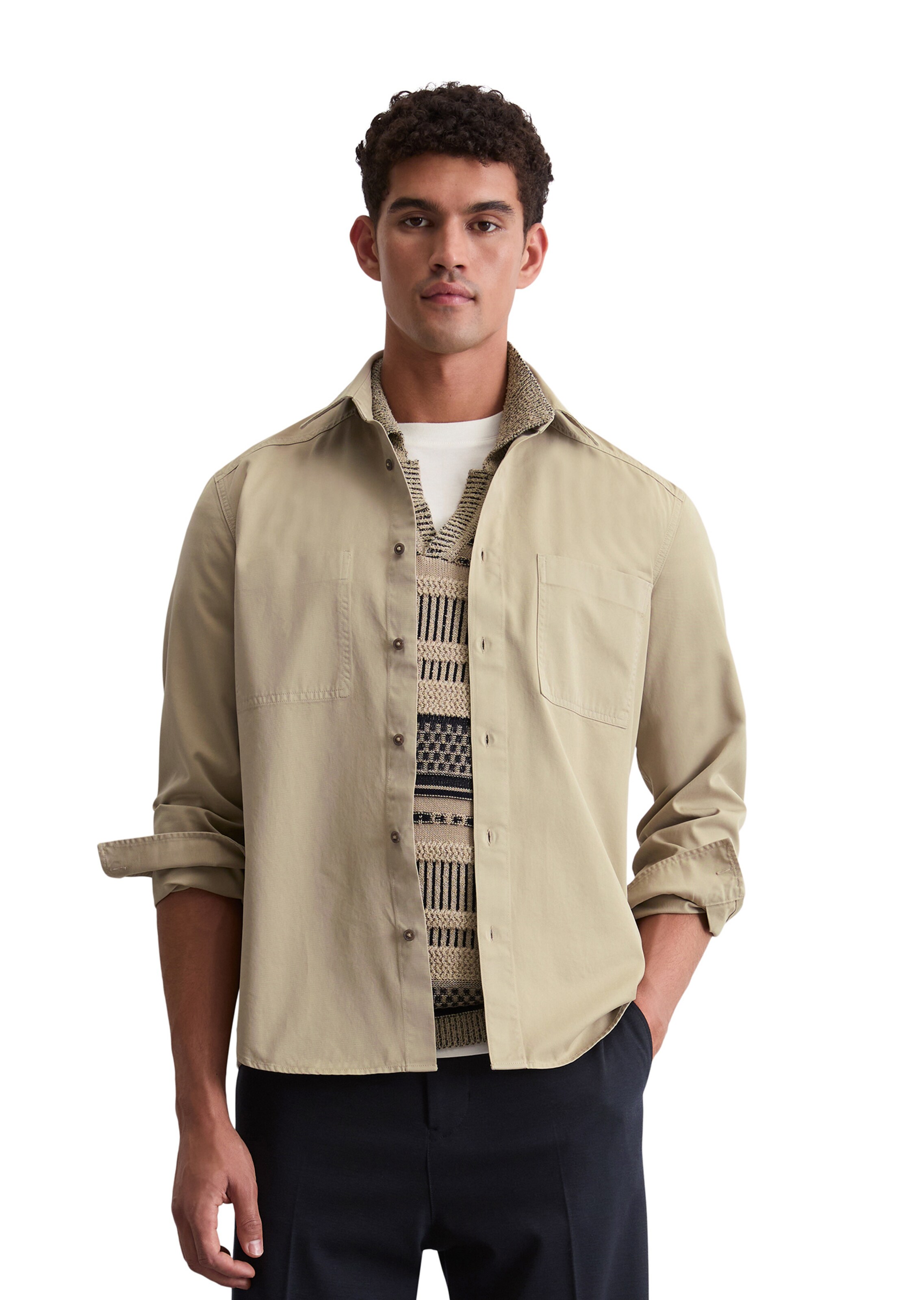 Marc O'Polo Regular fit Button Up Shirt in Beige: front