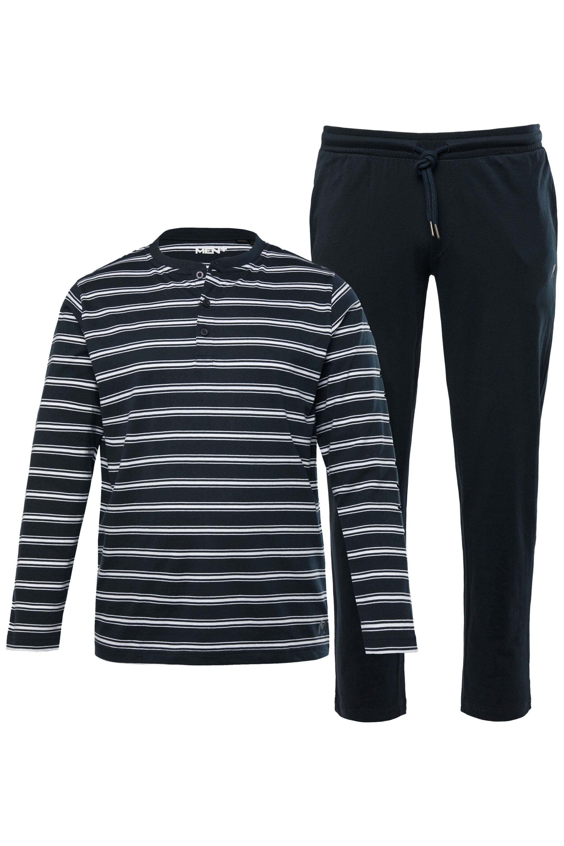 Men Plus Long Pajamas in Blue: front