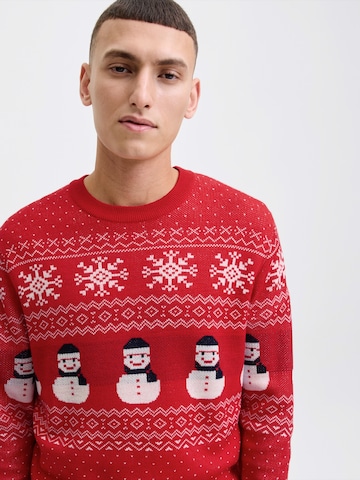 JACK & JONES Svetr 'JJXMAS ANDREW' – červená