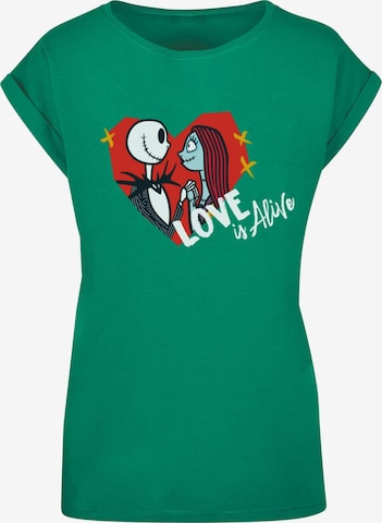 ABSOLUTE CULT Shirt 'The Nightmare Before Christmas - Love is Alive' in Groen: voorkant
