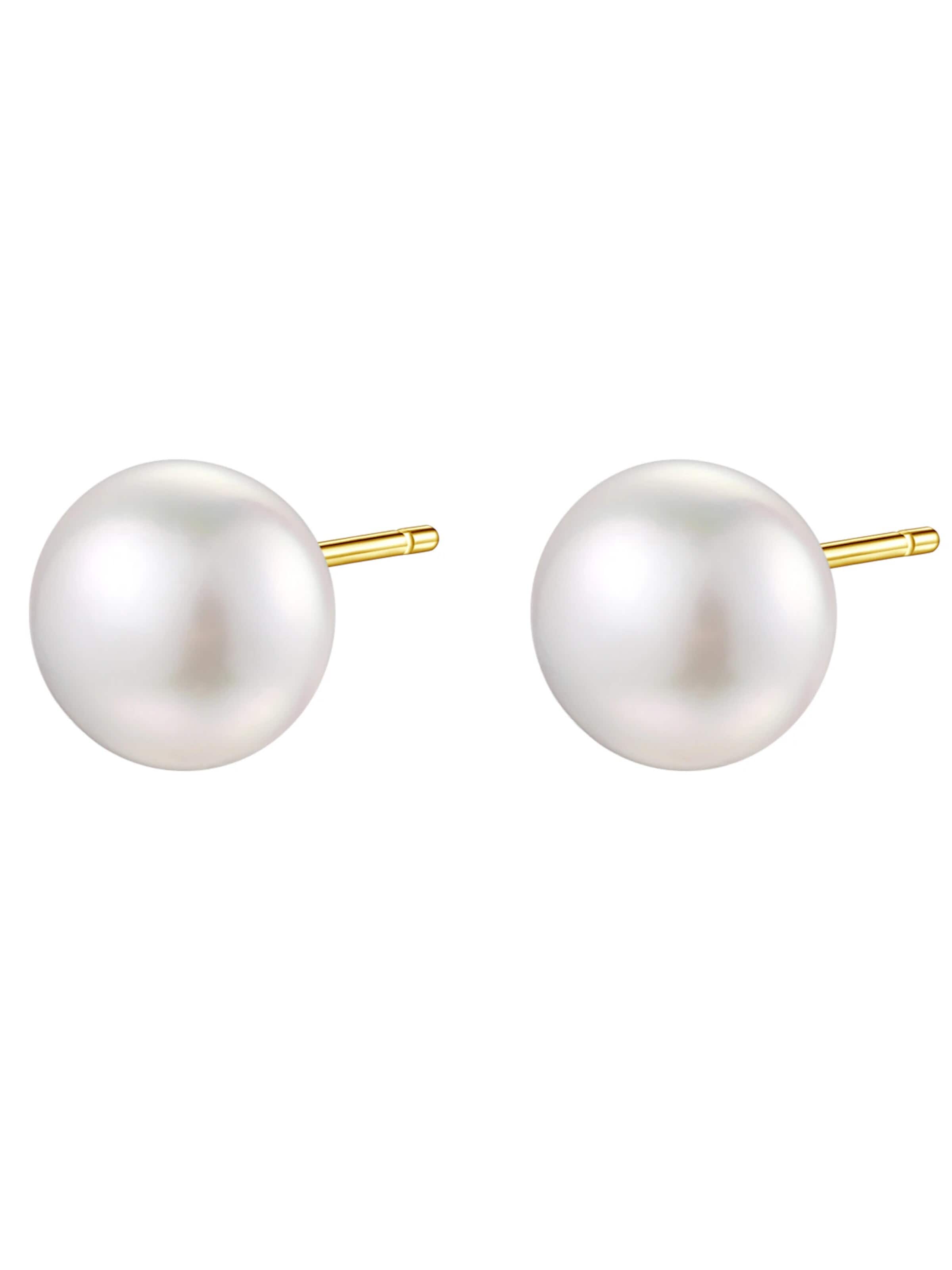 Boucles d'oreilles 'Dot Pearl' Hey Happiness en or : devant