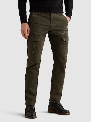 PME Legend Regular Byxa 'Nordrop tapered fit cargo pants with allover print' i grön: framsida