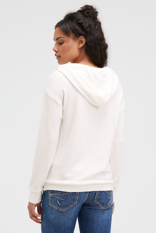 Soccx Hoodie aus Flauschstrick mit Glitzer-Print in Weiß