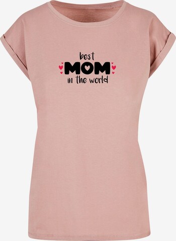 Merchcode Shirt 'Mothers Day - Best Mom In The World' in Roze: voorkant