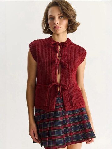 Gilet in maglia di Bianco Lucci in rosso: frontale