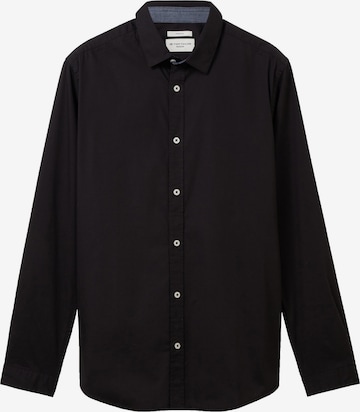 TOM TAILOR Button Up Shirt in Black: front