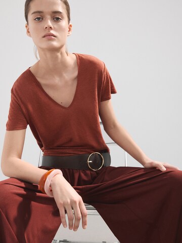 MANGO Majica 'LINITO' | rdeča barva