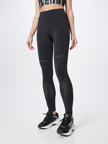 ASICS Skinny Workout Pants in Black: front